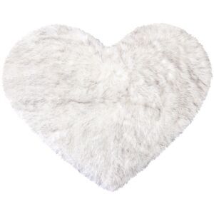 Heart Shaped Faux Fur Throw Rug Bedroom Fluffy Floor Mat White&Black 2.3ftx3ft